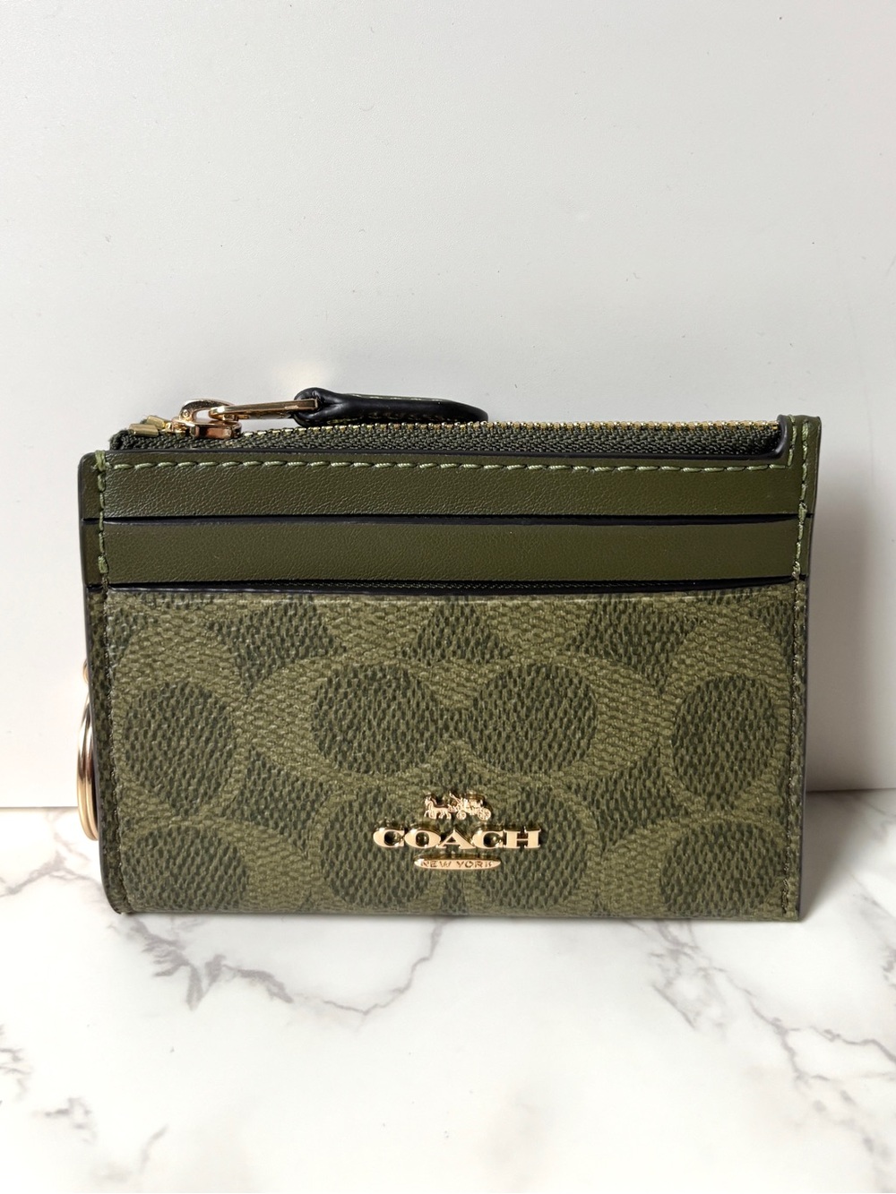 ❌SOLD❌ Coach Skinny Mini ID Wallet Keychain Card Case Olive Green